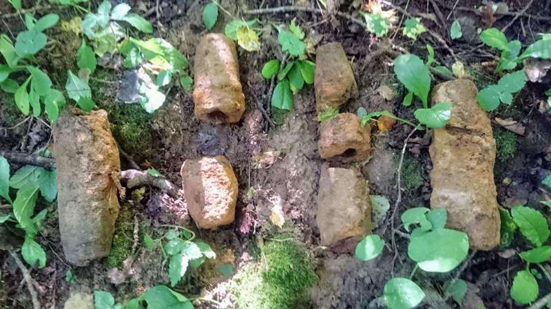 Боеприпасы найденные при раскопке блиндажа